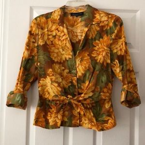 Mustard floral button up